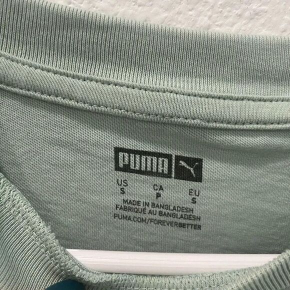 Puma Green and Beige Logo Tee Size Small - Picture 5 of 7